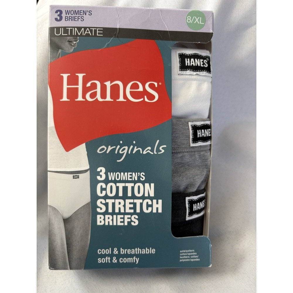 NEW Hanes Ultimate Original 3-Pack Cotton Stretch Briefs Hanes Panty Size XLarge